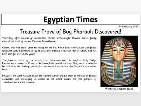 Newspaper article example creative images. Tutankhamun Newspaper Template | Teaching Resources