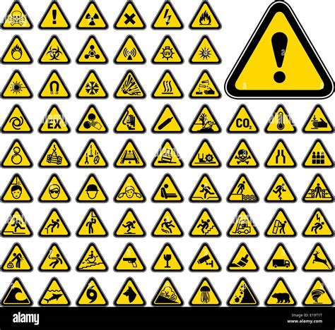 72 Triangular Warning Hazard Symbols Stock Vector Art And Illustration