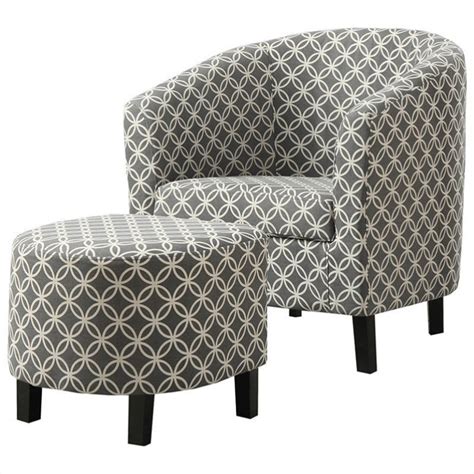 Get it by tue 06 jul. Monarch Curved Back Accent Barrel Chair and Ottoman in Gray and White | eBay