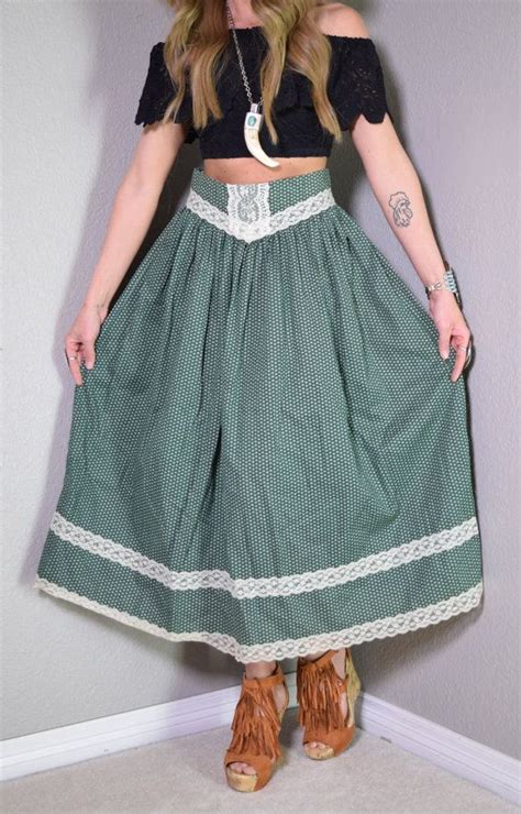Vintage 70s Calico Hearts Lace Gunne Sax Prairie Skirt Xss Etsy