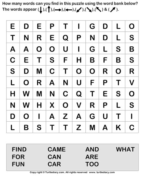 Choose the best activity that tailors to your kid's. Search the Given Words Worksheet - Turtle Diary