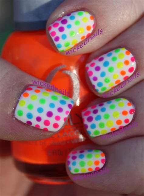 Neon Rainbow Dots Rainbow Nails Rainbow Nails Design Rainbow Nail Art