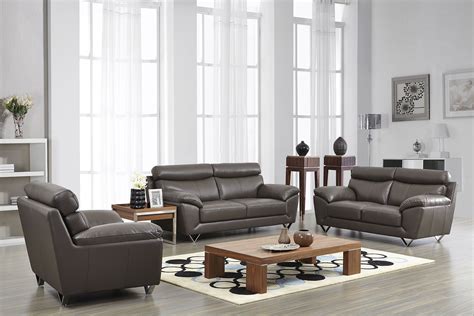 Contemporary Stylish Leather 3pc Sofa Set With Chrome Legs Chicago Illinois Esf8049