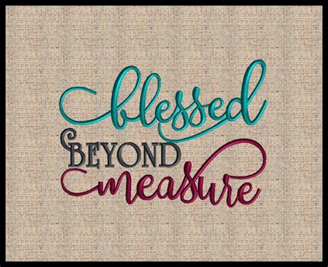 Blessed Beyond Measure Machine Embroidery Design Scripture Etsy