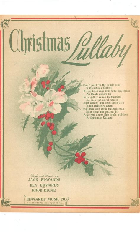 Get your favorite christmas sheet music for all your holiday celebrations! Vintage Christmas Lullaby Sheet Music Edwards Music Co.