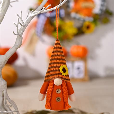 KFIWSZC H Arvest Season Decoration Orange Hat Gnome Pendant Sunflower