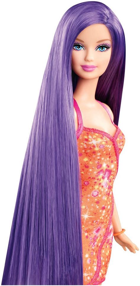 Barbie Hairtastic Orange Dress - Long Purple Hair Doll - Free Shipping