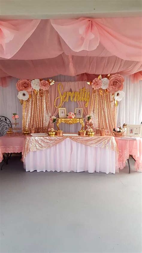 Decoración De Fiesta En Tono Rose Gold Fiesta De Cumpleaños Elegante