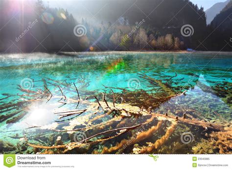 The Jiuzhaigou Clear Lake Stock Image Image Of Fall 23045885