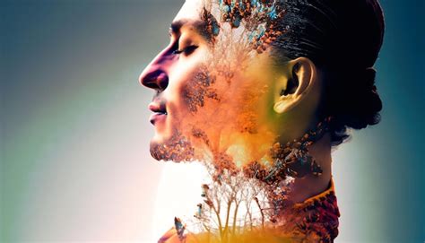 Enchanting Double Exposure Portrait Side Profile Face And Nectar Blend