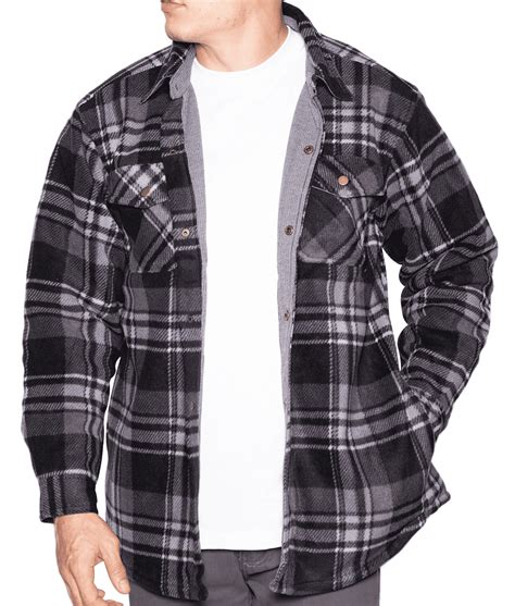 Flannel Shirt Jackets For Men Big And Tall Heavy Quilted Thermal Lined