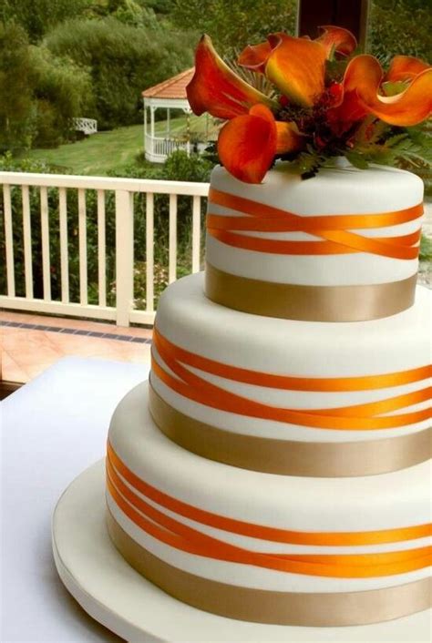Orange And Brown Wedding Cake Orange Wedding Cake Fall Wedding Cakes