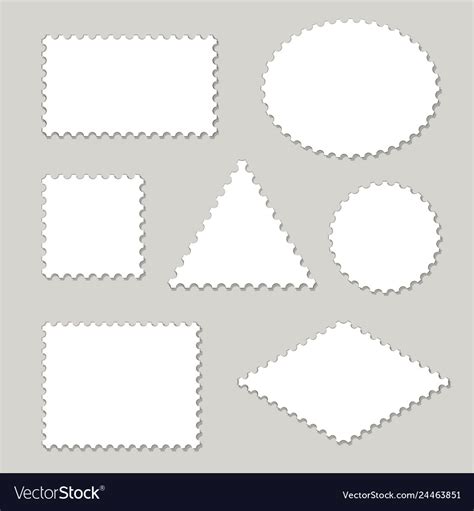 Blank Postage Stamps Different Shapes Set Vector Image