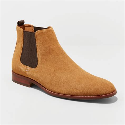 The chelsea boot is a mainstay of the stylish, modern man's wardrobe. Men's Paxton Suede Chelsea Boots - Goodfellow & Co Tan 11, Brown | Mens suede boots, Suede ...