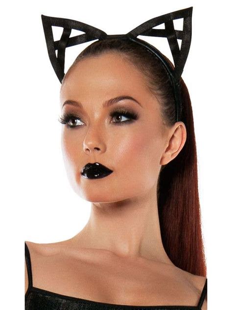 Strappy Cat Costume Ears Womens Black Cat Ears On A Headband