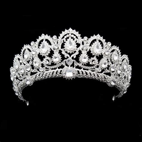 Big Vintage Rhinestone Prom Queen Crown Crystal Bride Quinceanera