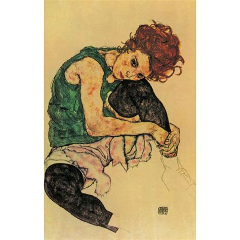 Sitting Woman With Bent Knee 1917 Poster Print By Egon Schiele