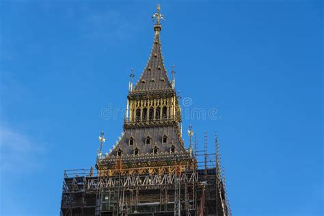 View To The Roof Of Big Ben Under Renovation Stock Photo Image Of