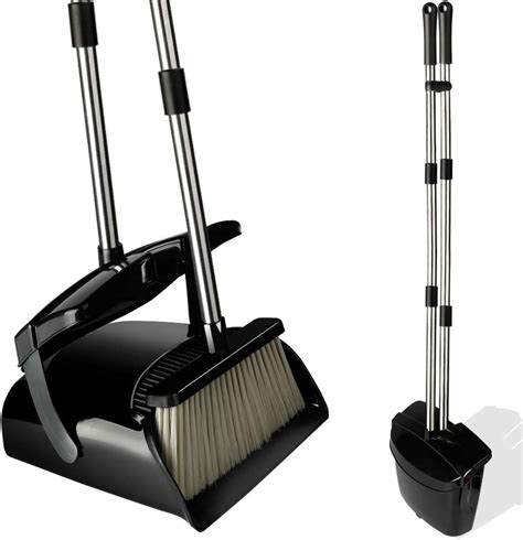 Broom And Dustpan Set With Lid Stainless Steel Long Handle