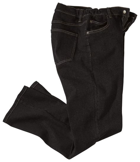 Mens Black Stretch Jeans Elasticated Waist Atlas For Men