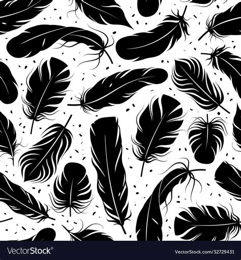 Feather Seamless Pattern Curved Feathers Vector Image