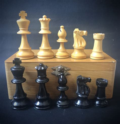Vintage French Lardy Weighted Chess Set Etsy