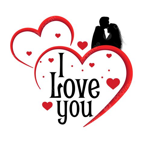 나는 당신을 사랑합니다 심장 개요 스티커 일러스트 발렌타인 데이 실루엣 커플 투명 타이포그래피 사랑 사랑해요 당신을