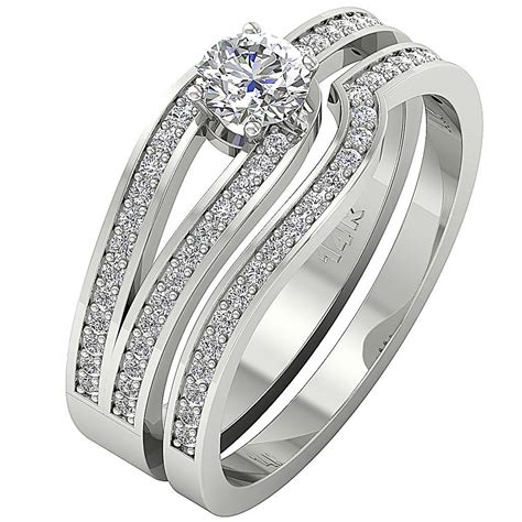 Engagement Bridal Ring Set Round Diamond I1 G 110 Ct Appraisal 14k