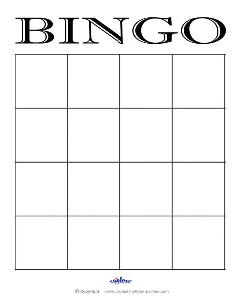 4x4 Blank Bingo Card Template Bingo Template Blank Bingo For Bingo