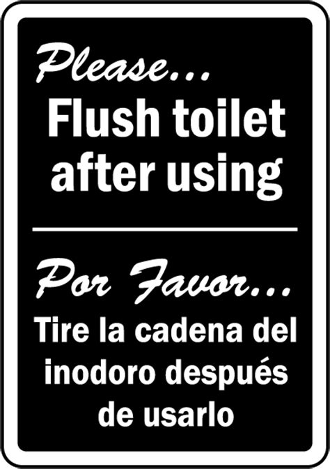 Bilingual Please Flush Toilet Sign D5824 By