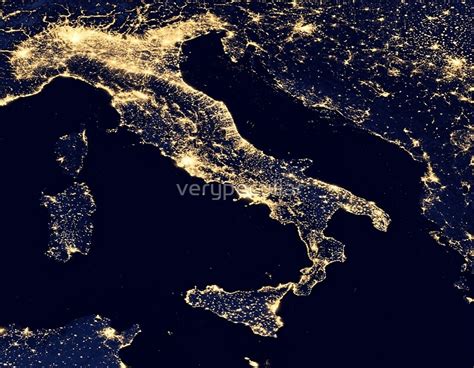 Italy At Night Night Light Satellite Image Art Prints By