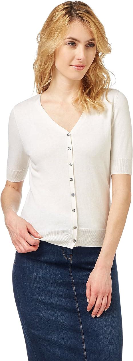 Wool Overs Womens Silk Cotton Short Sleeved Cardigan White Small