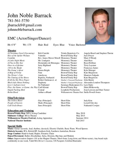 Training shows that you're serious. Acting resume