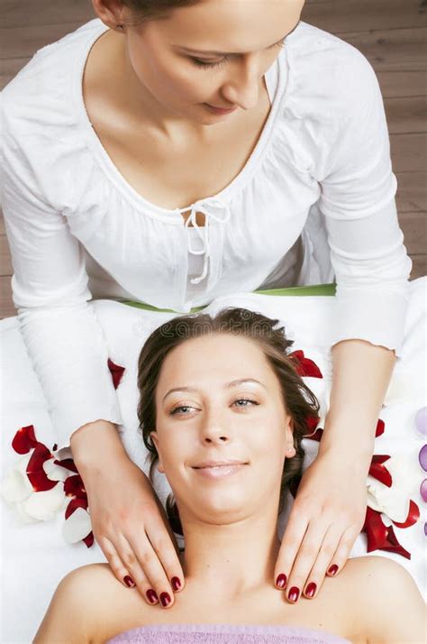 Stock Photo Attractive Lady Getting Spa Treatment In Salon Massage Doctor Smiling Care Pretty