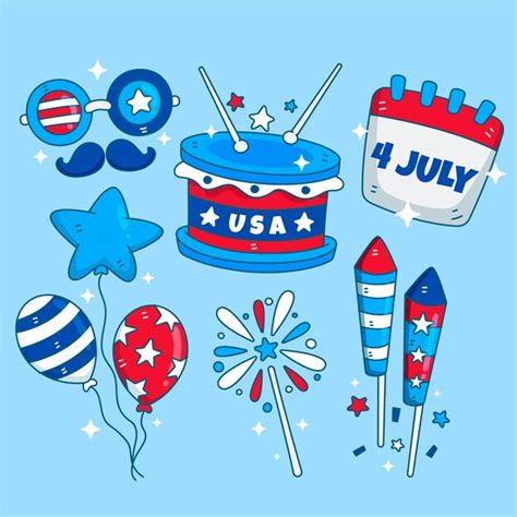 Free Vector Hand Drawn 4th Of July Elements Collection