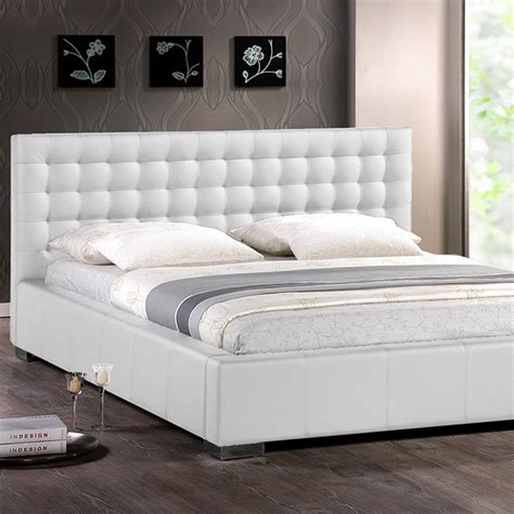 Baxton Studio Madison Transitional White Faux Leather Upholstered Queen