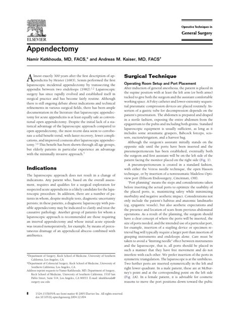 appendectomy surgical technique pdf surgery clinical medicine