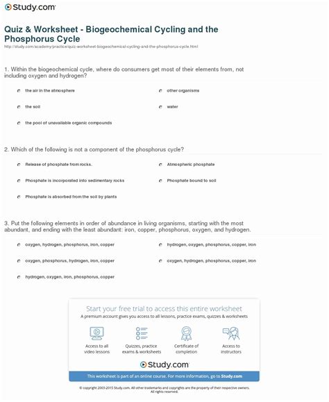 Discuss the biogeochemical cycles of water, carbon, nitrogen, phosphorus, and sulfur. 50 Cycles Worksheet Answer Key | Chessmuseum Template Library