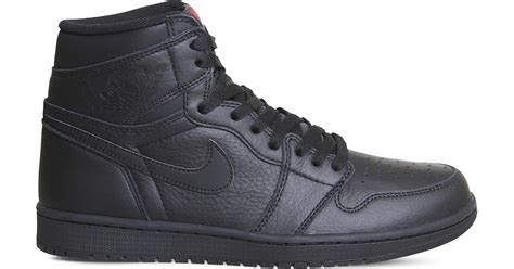 Nike Air Jordan 1 Retro Leather High Top Trainers In Black For Men
