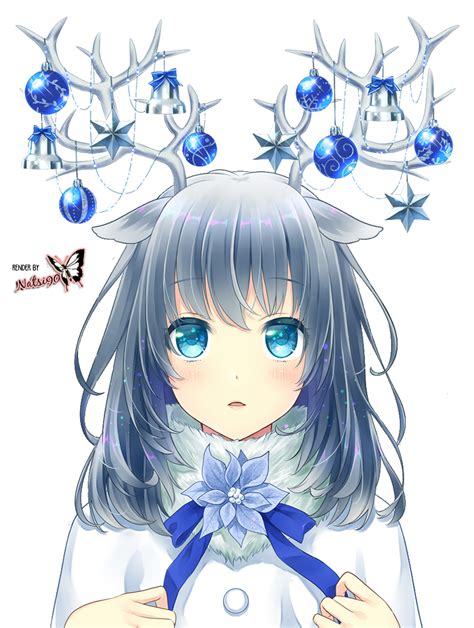 Transparent Cute Christmas Anime Girl