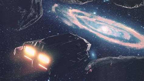 Black Spaceship Illustration Science Fiction Futuristic Spaceship