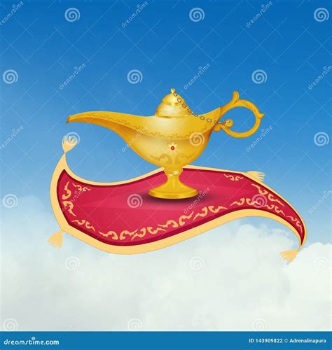 Aladdin Flying On A Magic Carpet Cartoon Vector