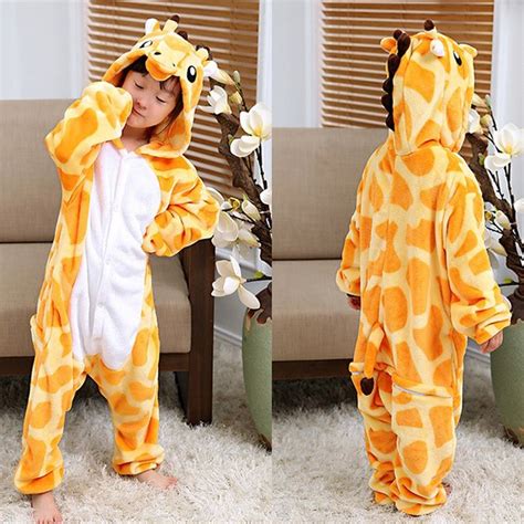 Giraffe Onesie Pajamas Animal Kigurumi Costumes For Kids Kids Flannel