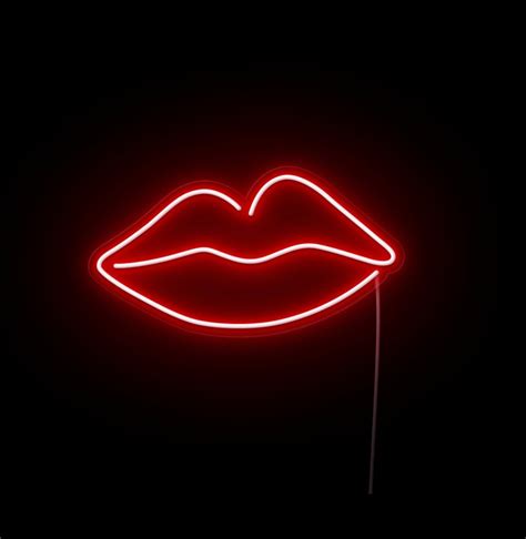 Lips Neon Sign Kiss Led Neon Light Sign Neon Quote Wall Art Etsy