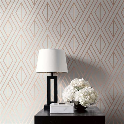 A Stunning Rose Gold Geometric Wallpaper From Designer Wallpaper Brand