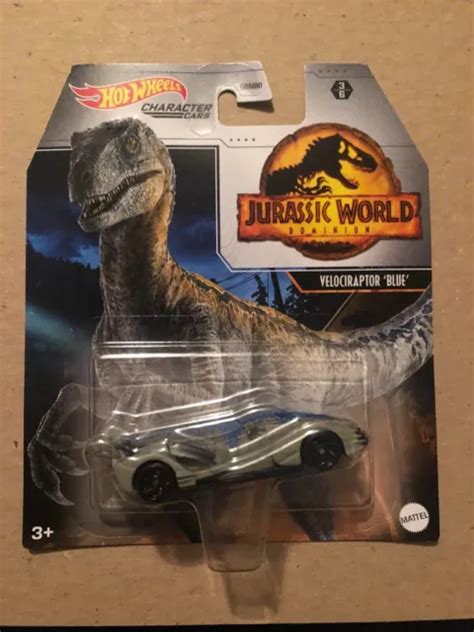 Nib Hot Wheels Jurassic World Dominion Character Car Velociraptor Blue