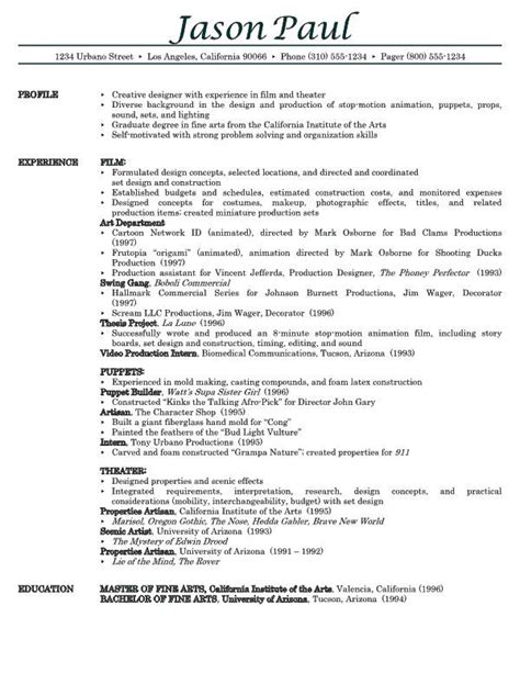 film resume - Google Search | Resume template examples ...