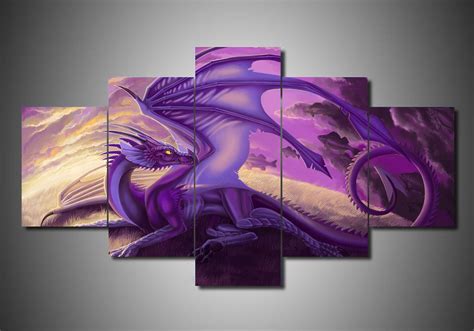 Dragon 2 Abstract Animal 5 Panel Canvas Art Wall Decor Canvas Storm