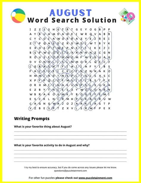August Word Search Puzzle Free Printable Pdf Puzzletainment Publishing