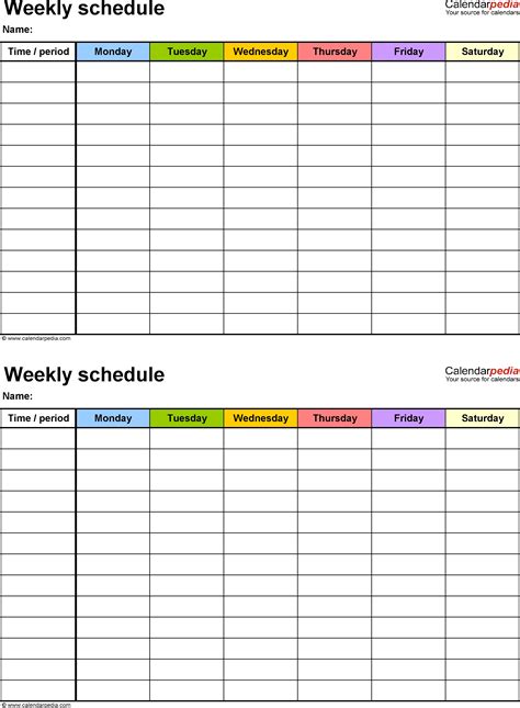 Extra Large Printable Blank Weekly Employee Schedule